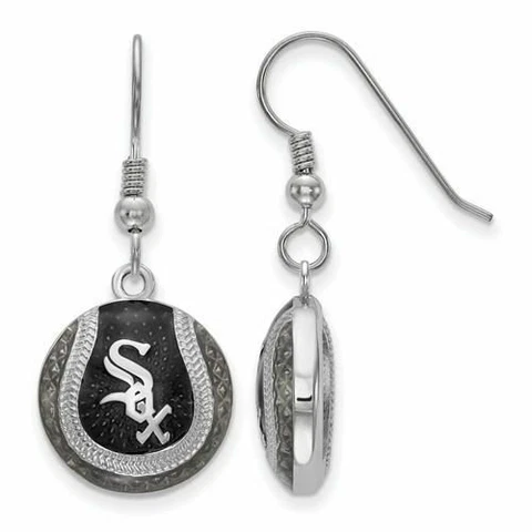 SS Chicago White Sox Domed Enameled Baseball Earrings Cover