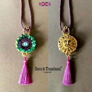 Evil Eye Dragon Eye Amulet Talisman Protection Pendant Necklace Charm Gold Sun - Picture 1 of 24