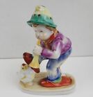 Vintage c.1945 Porcelain Little Boy Playing Flute To Hen Made in Occupied Japan