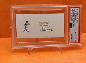 Tarjeta de visita firmada Phil Knight autógrafo PSA 10 GEMA COMO NUEVA Nike - Imagen 1 de 3