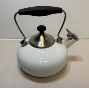 Chantal Whistling Tea Kettle Teapot White Enamel 2 Qt - Picture 1 of 7