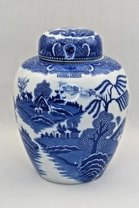 Tarro de jengibre chino blanco y azul estilo antiguo, hueso chino pintado a mano - Japón - Imagen 1 de 10