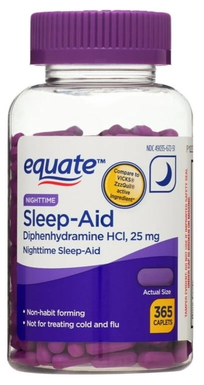 EQUATE NightTime Sleeping Aids Caplet - 365 Count