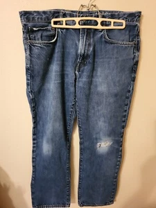 Gap 1969 Mens Jeans Straight 36 X 30 Distressed Hole Knee Blue Great Item 5 Pock - Picture 1 of 24