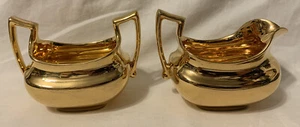 Tressemanes & Vogt T&V Limoges France Gold Wash Metallic Creamer & Open Sugar - Picture 1 of 10
