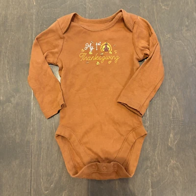 Bundles Baby Place My 1st Thanksgiving Bodysuit 3-6M Brown 100% Organic Cotton - Image 1 of 4
