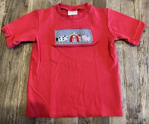 Stellybelly Boys Short Sleeve Red Farm Animal Shirt Size 5 - Picture 1 of 1