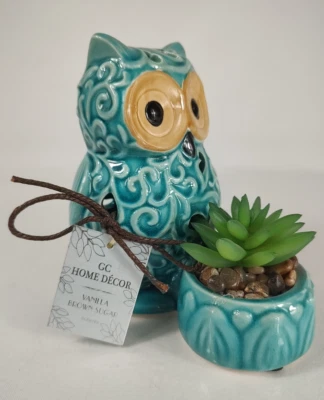 Figura de búho popurrí GC Home Decor con imitación suculenta vainilla/azúcar morena Foto 1 de 4