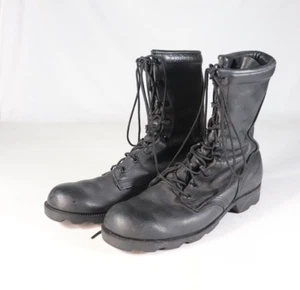VTG Black Leather Military Jump Boots Size 7R – Combat Lug Sole – USGI Style (h) - Picture 1 of 13