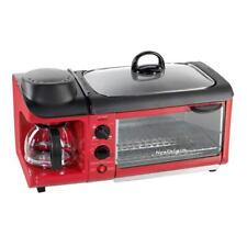 Nostalgia Toaster Oven 1500 W 4-Slice Red Breakfast Station Coffee Toast Frying