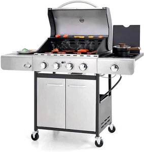 Propane Gas Grill 4 Burners Stainless Steel Cooking Grill Outdoor BBQ 48000 BTU - Picture 1 of 10
