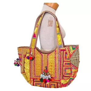 Mujer Banjara Bolso de Mano Boho Bordado Colorido Hecho a Mano Gitano Grande Viaje - Imagen 1 de 15
