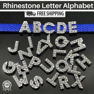 Rhinestone Alphabet Letters A-Z Charms Name Personalised Collars Bracelet Bling - Picture 1 of 4