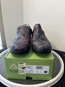 Align Women’s 9W Slip Resistant Clogs Nursing Comfort Rainbow Paisley - Picture 1 of 10