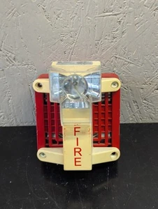Federal Signal 450D Fire Alarm Horn with V1971 Strobe Wall Mount Light Red - Picture 1 of 5