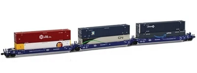 AZL Z Scale 906551-2 Gunderson Maxi-IV Double Stack Pacer Cars w/ 53' Containers - Image 1 of 2