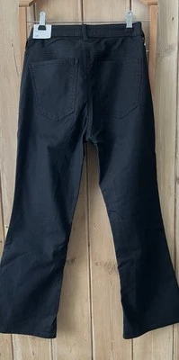 NEW Mango Black Flare Jeans Rubberised Size 10 High Waist Cropped - Image 1 of 4