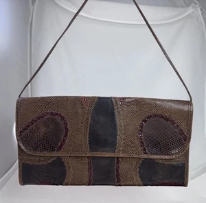 Vintage Carlos Falchi Snakeskin Leather Crossbody Bag Purse Shoulder USA - Picture 1 of 20