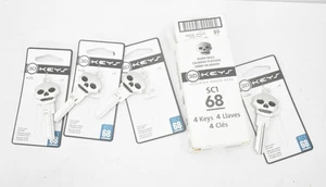 Lot of 4 Hillman 87520 Brass #68/SC1 Silver Skull Single Sided Key Blanks - Picture 1 of 7