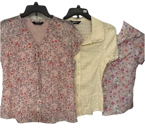 3- Allegra K Shirts, Women's Medium 1 Yellow, 2 Multicolor Floral, Prairie Hippy - Picture 1 of 5