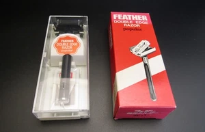 FEATHER Vintage POPULAR TTO Safety Razor 1980's Made In Japan UNUSED COND.#4 - Picture 1 of 24