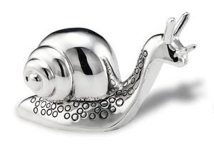 Favor Box Snail-Escargot Medium 09x5.5 Covered in 925% Pure Silver 15531 - Picture 1 of 1