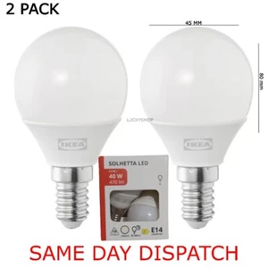 2 Pack Solhetta Led Bulb E14. 40w. 470 Lumen Chandelier Globe Opal White - Picture 1 of 3