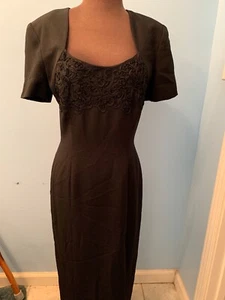 MAGGY LONDON WOMEN’S Sz 6 BLACK FULL LENGTH EVENING WEAR DRESS EMBELLISHED EUC - Picture 1 of 6