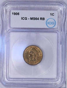 1906 Indian Cent 1c ICG MS64 RB - Picture 1 of 4