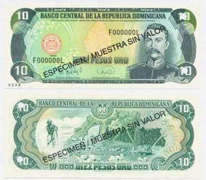 Dominican Rep. P153s (1996) (U) 10 Pesos (Specimen) ED - Picture 1 of 1
