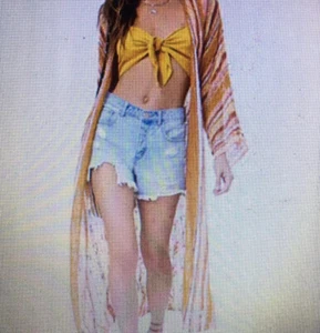 Multicolor open-knit longline cardigan (camel/multi) sz Small - Picture 1 of 6