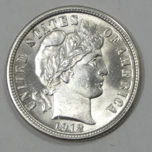 1912 Barber Dime Nice BRILLIANT UNCIRCULATED Silver 10c - Picture 1 of 4
