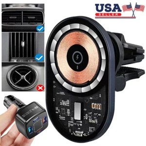 53W Magsafe Car Wireless Charger Mount Holder For Samsung S24 Ultra S23 Fold4 5G - Picture 1 of 16
