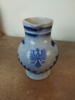 Vintage c.1930, Westerwald German Stoneware Jug, Blue, Salt Glazed, 250ml