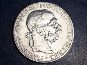 1907 AUSTRIA King Franz Joseph I Old Silver 5 Korona. - Picture 1 of 2