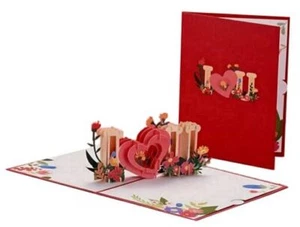 3D Pop-up Love Cards with Envelopes Valentines Day Card Love HEART 10.2" x Red - Picture 1 of 6
