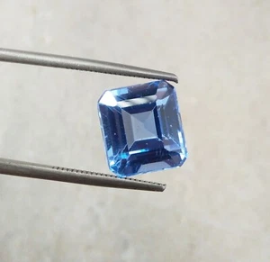 10.40 Ct Flawless AAA Blue Paraiba Tourmaline Lab Grown Emerald Cut Loose Gems - Picture 1 of 6