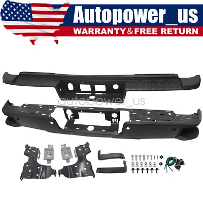 Conjunto de parachoques trasero negro para Silverado Sierra 2500 HD 3500 2015-2019 con estacionamiento Foto 1 de 4