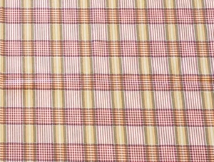 100% Cotton Canvas "Pleasant Plaid" Upholstery Fabric Red Green Gold 2 Yards - Picture 1 of 4