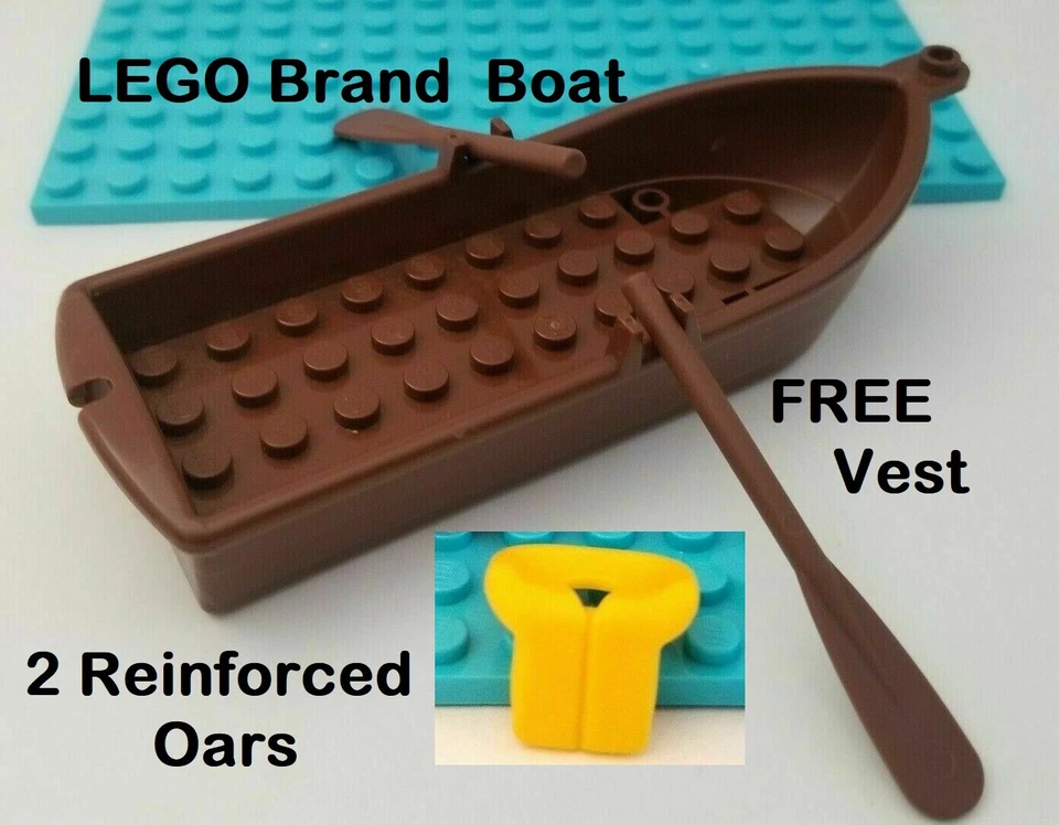 LEGO Brown Row Boat Paddle Minifigura Lake River VIDA Chaleco Remos Rescate Amigos Foto 1 de 1