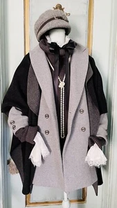 New Gray Wool Jacket With Hat Size M - Picture 1 of 8