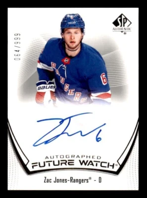 2021-22 SP Authentic #128 Zac Jones FWA Rangers Rookie Auto #/999 - Image 1 of 2