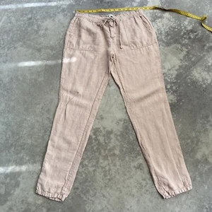 Joie Hose Damen Größe 10 Leinen Kordelzug hohe Taille hellrosa Taschen - Bild 1 von 11