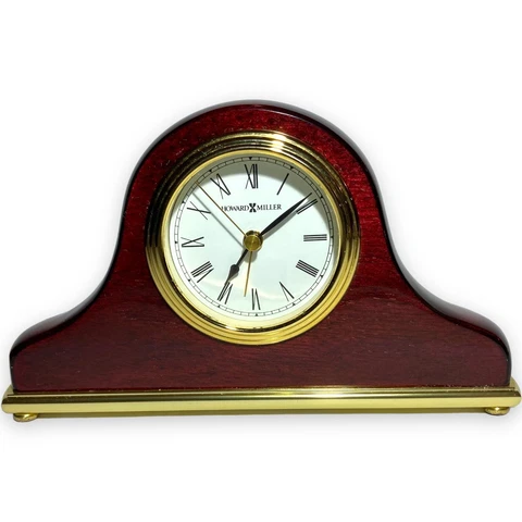 Howard Miller Mantel Desk Clock w/Alarm Model 613-489 Rosewood Cherry Brass Base Cover