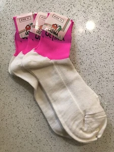 Vintage New Ultima Wool Acrlyic Socks 11US White Pink Cycling - Picture 1 of 2