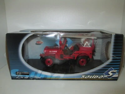 JEEP WILLYS SDI du CHER 18 POMPIERS de 1942 par SOLIDO 8076 au 1/18 - Photo 1/4