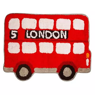 Sass & Belle London Bus Rug Kids Bedroom Playroom Floor Mat Shaped 100% Cotton • 12.95£