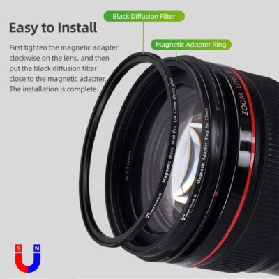 PRO TANLE 82mm Black Diffusion 1/8 Filter Black Mist Cinematic Effect Filter Set - Image 1 of 4