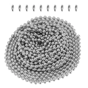 Lámpara de cadena de bola de acero inoxidable con cuentas para hombre con conectores - Imagen 1 de 10