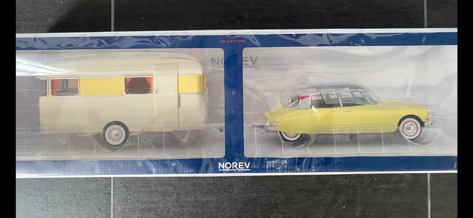 Citroen Ds 19 Yellow + Caravan Dengue Panoramica Norev 1/18 - Immagine 1 di 1